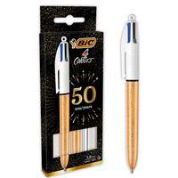 Kugelschreiber 4 Farben silber gold-textur. Frosteff. - BIC