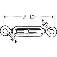 2 HakenLF - LO = Länge min. - Länge max.E = Öffnung Haken