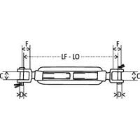 2 GabelnGeschlossene Länge (GL) - Offene Länge (OL) = Minimale Länge - Maximale LängeC = Breite der ÖffnungD = Ø BefestigungF = Länge der Öffnung