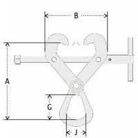 A = Höhe min./max. B = Breite min./max. G = Nutzhöhe Ring J = Nutzbreite Ring