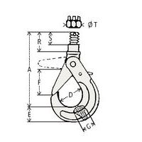 A = GesamthöheD = Ø HakenE = Höhe HakenG = Dicke                              S = Länge des Gewindes      T = Ø