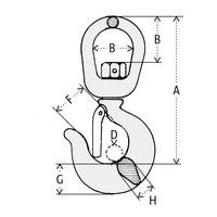 A = GesamthöheB = NutzbreiteD = HakendurchmesserF = ÖffnungG = HakenhöheH = Dicke