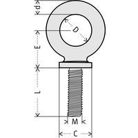 C = FußbreiteD = Innenbreited = Querschnitt ØE = InnenhöheL = GewindelängeM = Gewindegröße