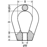 A = Querschnitt ØB: InnenbreiteD = InnenhöheH = FußhöheW = Gewindegröße