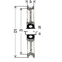 D1 = Flaschebzug ØD = Rillenbodendurchmesserb = SeilscheibenbreiteN = Nabenbreitea = Nabe Ø