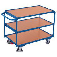 Ergonomischer Wagen mit 3 Holzplatten - Horizontale Stange - Tragkraft 250 kg