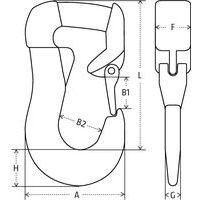 A = Breite über allesB1 = ÖffnungB2 = HakendurchmesserF = DickeH = HakenhöheL = Gesamthöhe