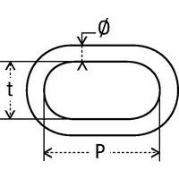 P = Nutzlänge GliedT = Glied-InnenbreiteØ = Ø Kette