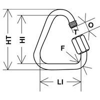 F = Querschnitt ØHI = Höhe innenHT = Höhe über allesLI = Breite innenØT = Gewinde ØO = Öffnung