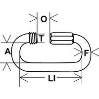 A = InnenbreiteF = Querschnitt ØLI = InnenlängeO = ÖffnungØT = Gewinde Ø