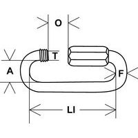 A = InnenbreiteF = Querschnitt ØLI = InnenlängeO = ÖffnungØT = Gewinde Ø