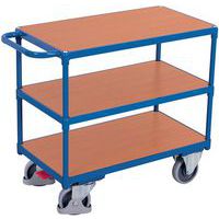 Ergonomischer Wagen mit 3 Holzplatten - Horizontale Stange - Tragkraft 400 kg