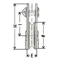 H = Höhe E = BreiteØ = Ø Schnurscheibe