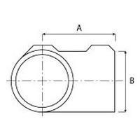 Rohrgröße	A 	B Ø 27 mm 	44 	36Ø 42 mm 	60 	54Ø 48 mm 	68 	64