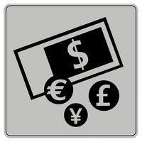 Piktogramm aus Polystyrol gemäß ISO 7001 - Geldwechsel