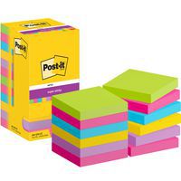 12x Post-it® Notes Super Sticky, 76 x 76mm, versch. Farben
