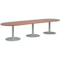 2 halbovale Tische + 1 anschiebbarer Tisch mit einer Tischplatte aus Buche und tulpenförmigen Tischbeinen