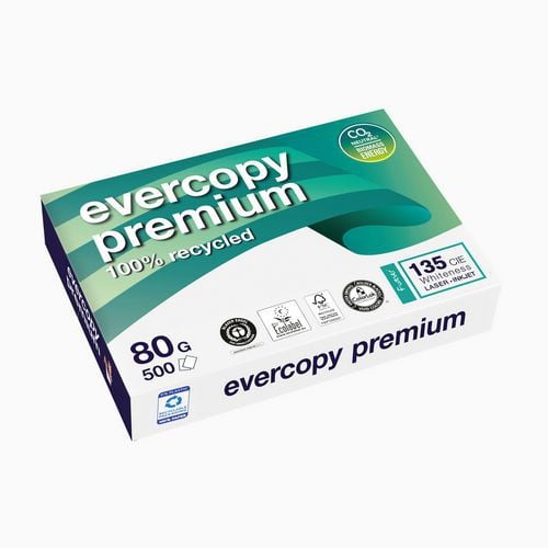 Pack Recyclingpapier, 500 Blatt 80 g, Evercopy Premium