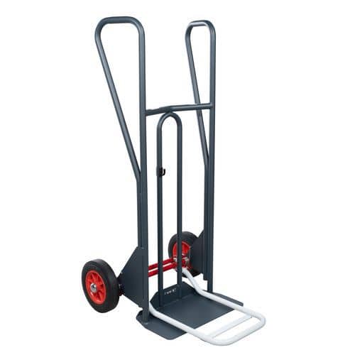 Ergonomische Sackkarre mit Ankipphilfe, Tragkraft 350 kg - geschlossener Griff - Gummireifen