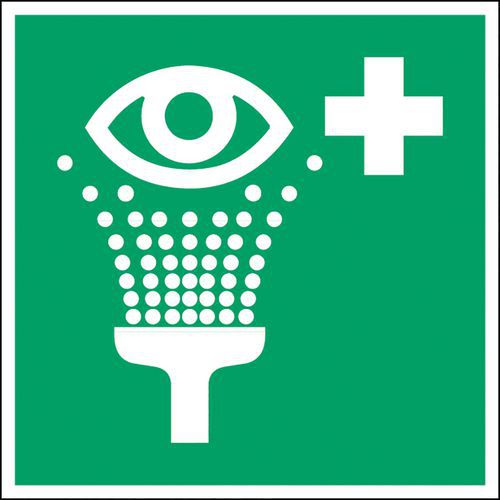 Sicherheits- und Fluchtwegschild, viereckig - Augendusche - nachleuchtend, steif