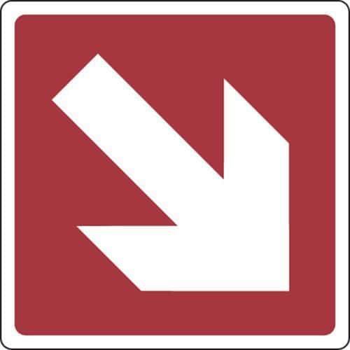 Brandschutz-Schild - Richtungspfeil in oberer rechter Ecke - selbstklebend