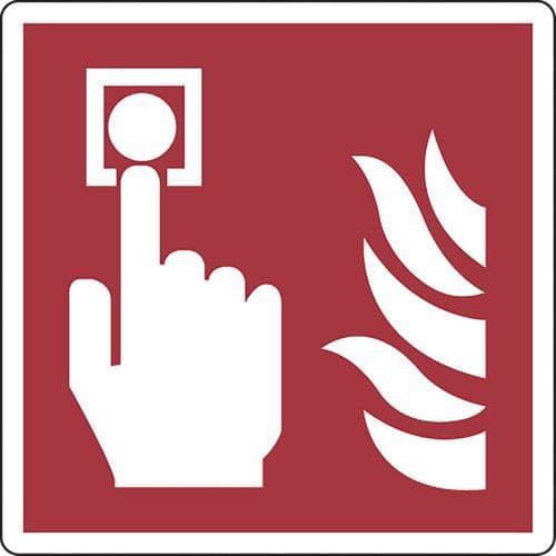 Brandschutz-Schild - Feuer-Notrufknopf - Aluminium