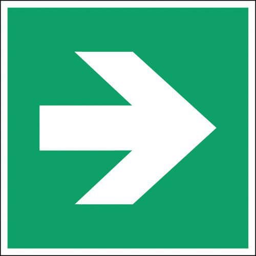 Sicherheits- und Fluchtwegschild, viereckig - Richtungspfeil rechts - steif