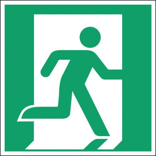 Sicherheits- und Fluchtwegschild, viereckig - Notausgang rechts - steif