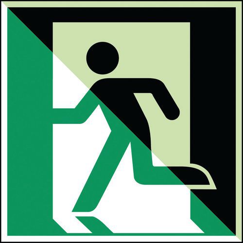 Sicherheits- und Fluchtwegschild, viereckig - Notausgang links - nachleuchtend, steif