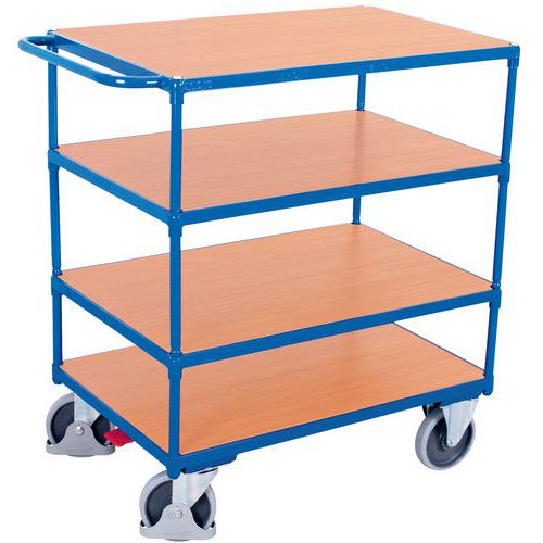 Ergonomischer Wagen mit 4 Holzplatten - Horizontale Stange - Tragkraft 500 kg