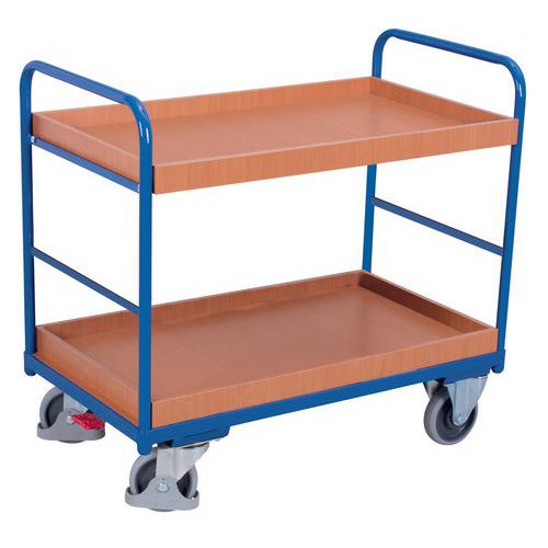 Ergonomischer Wagen mit 2 Holzplatten - Vertikale Stangen - Tragkraft 250 kg