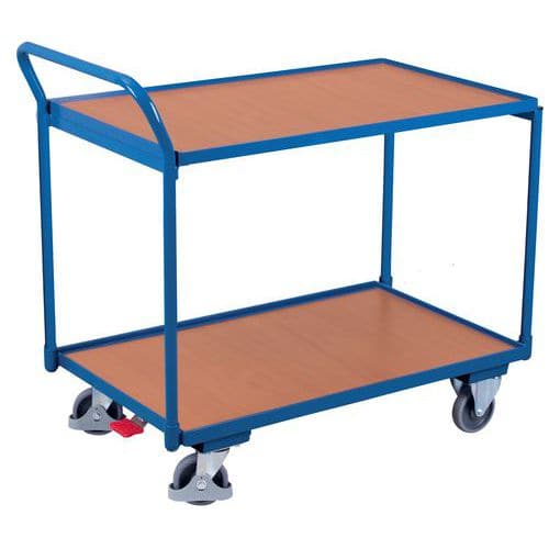 Ergonomischer Wagen mit 2 Holzplatten - Vertikale Stange - Tragkraft 250 kg