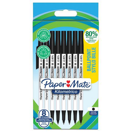 8 Kugelschreiber Kilometrico mit Kappe - Paper Mate®