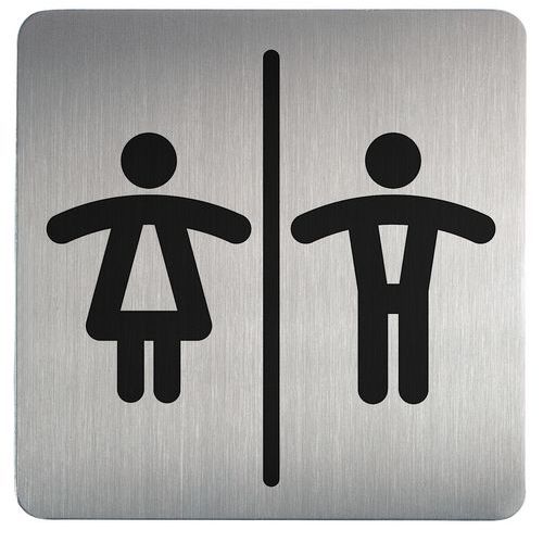 Schickes, quadratisches Piktogramm Toilette - Damen/Herren