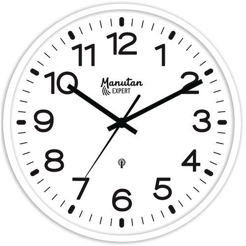 Analoge Wanduhr, funkgesteuert, Ø 30 cm - Manutan Expert