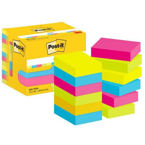 12x Post-it® Notes, 38x51 mm, Block, versch. Farb., Energie