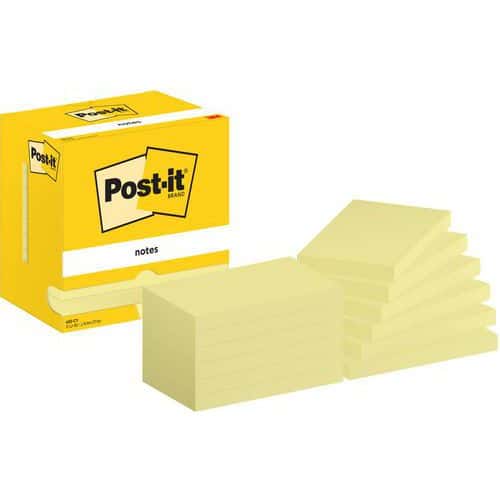 12x Post-it® Notes, 76 x 127 mm, Block, gelb - Post-it®