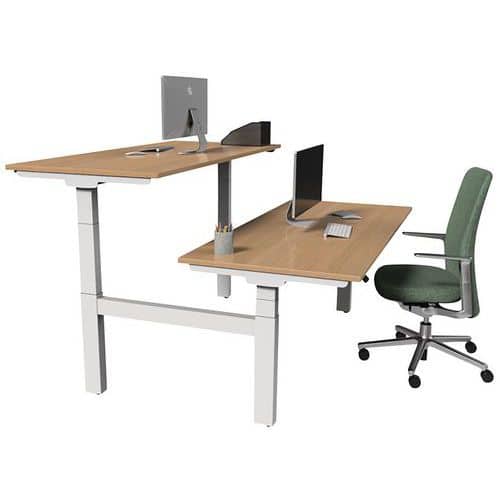 Gerader elektrischer und ergonomischer Schreibtisch Bench 2 Plätze - Kelli