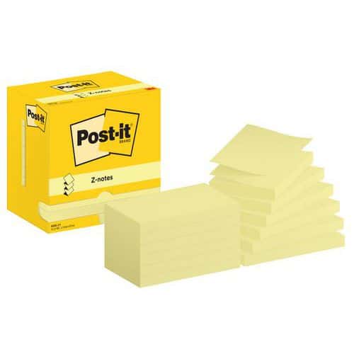 12x Post-it® Z-Notes, 76 x 127 mm, Block, gelb - Post-it®