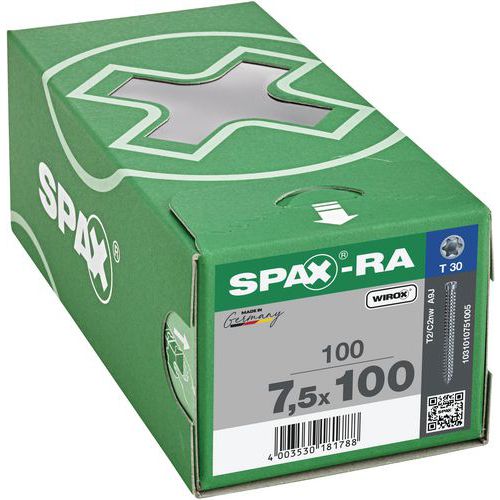 Packung mit 100 Rahmenankern mit T-Star-Plus-Antrieb, Wirox, TX Ø 7,5 mm – Spax