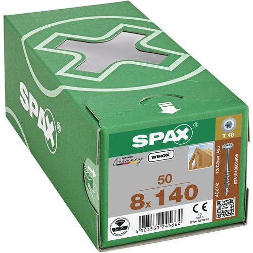 Packung mit 50 Holzbauschrauben Ø 8 mm mit Tellerkopf TX – Spax