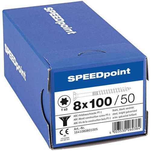 Packung mit 50 Senkkopf-Holzschrauben TX Ø 8 mm – SpeedPoint