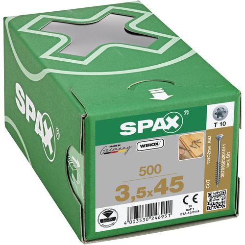 Packung mit 500 Senkkopf-Bodenschrauben TX Ø 3,5 mm – Spax