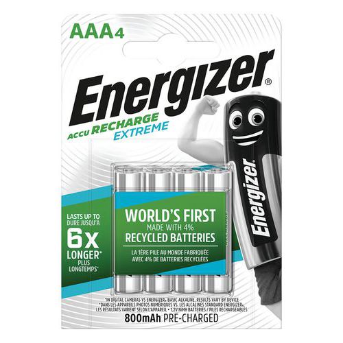 Recycelte wiederaufladbare Batterie Extreme - AAA/LR03 - 4 Stück - Energizer