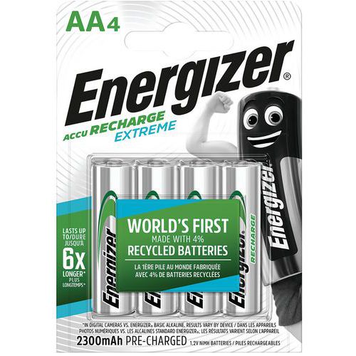 Recycelte wiederaufladbare Batterie Extreme - AA/LR06 - 4 Stück - Energizer