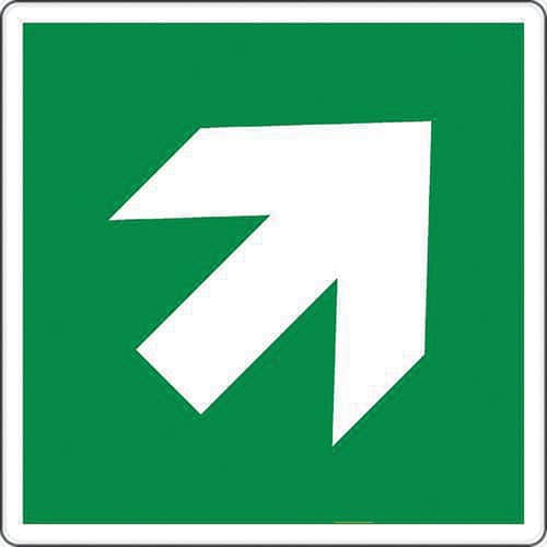 Fluchtwegschild - Richtungspfeil oben rechts 45° - Selbstklebend