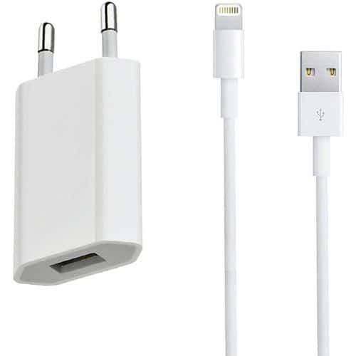 Ladegerät mit USB-Eingang + Kabel, kompatibel mit iPhone 5 - weiß - Moxie