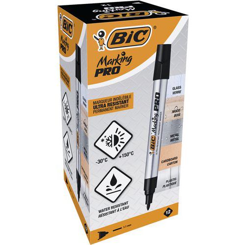 Permanent-Marker Marking Pro - Rundspitze - 12-er Pack - Bic