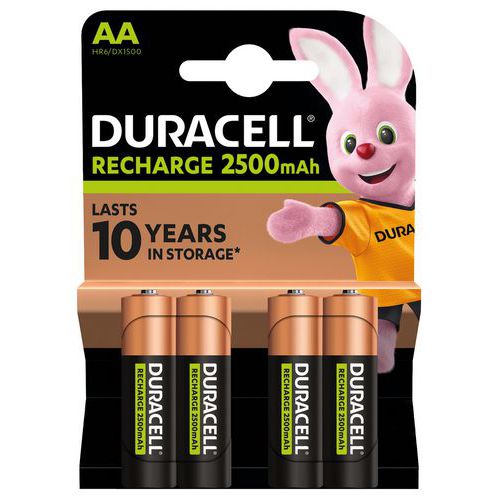 Wiederaufladbare Batterie 2.500 mAh AA LR6 - 4 Stück - Duracell