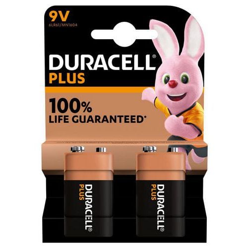 Alkali-Batterie 9 V Plus 100% - 2 Stück - Duracell